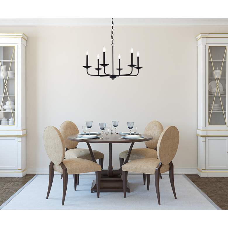 Image 1 Elegant Lighting Cohen 30" Wide Black 6-Light Candelabra Chandelier in scene