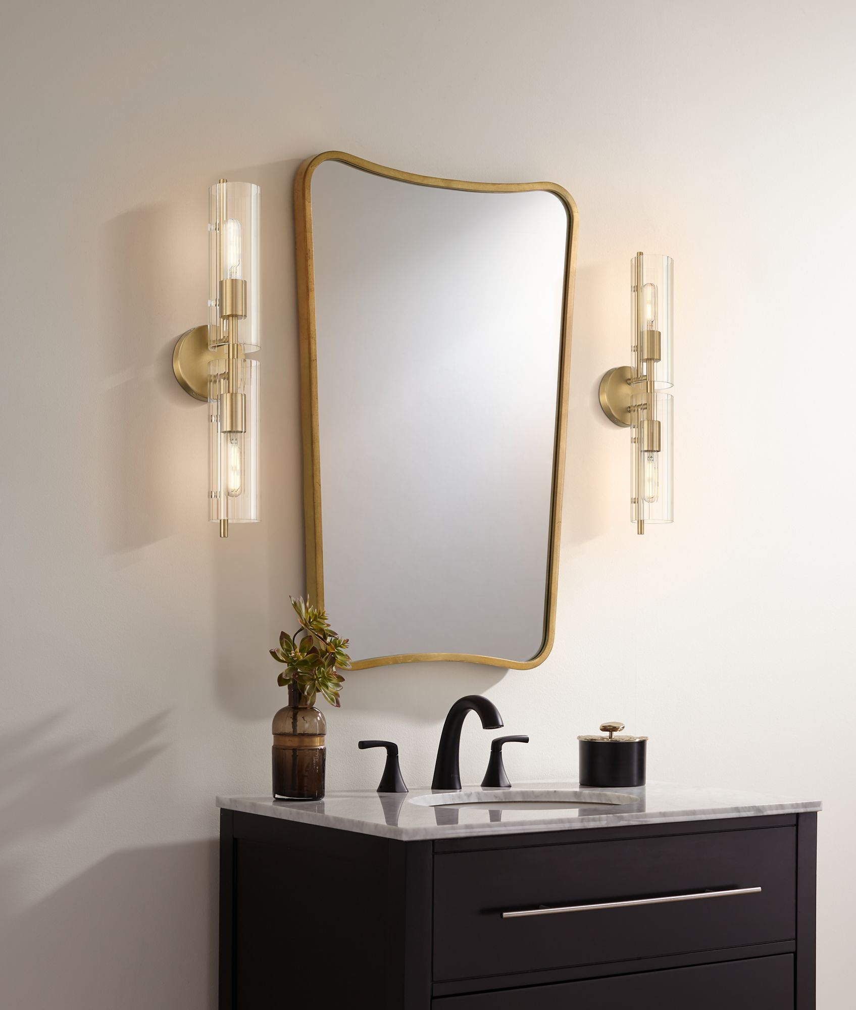 Image 1 Possini Euro Taurus 22" Wide Brushed Champagne 2-Light Bath Light in scene