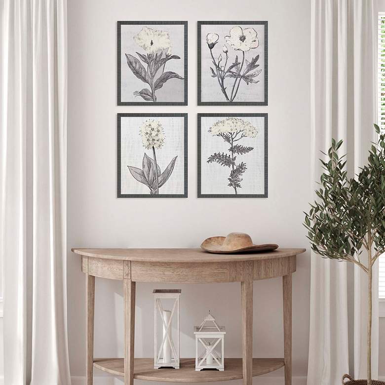 Image 1 Pure Garden 22" High 4-Piece Giclee Framed Wall Art Set in scene