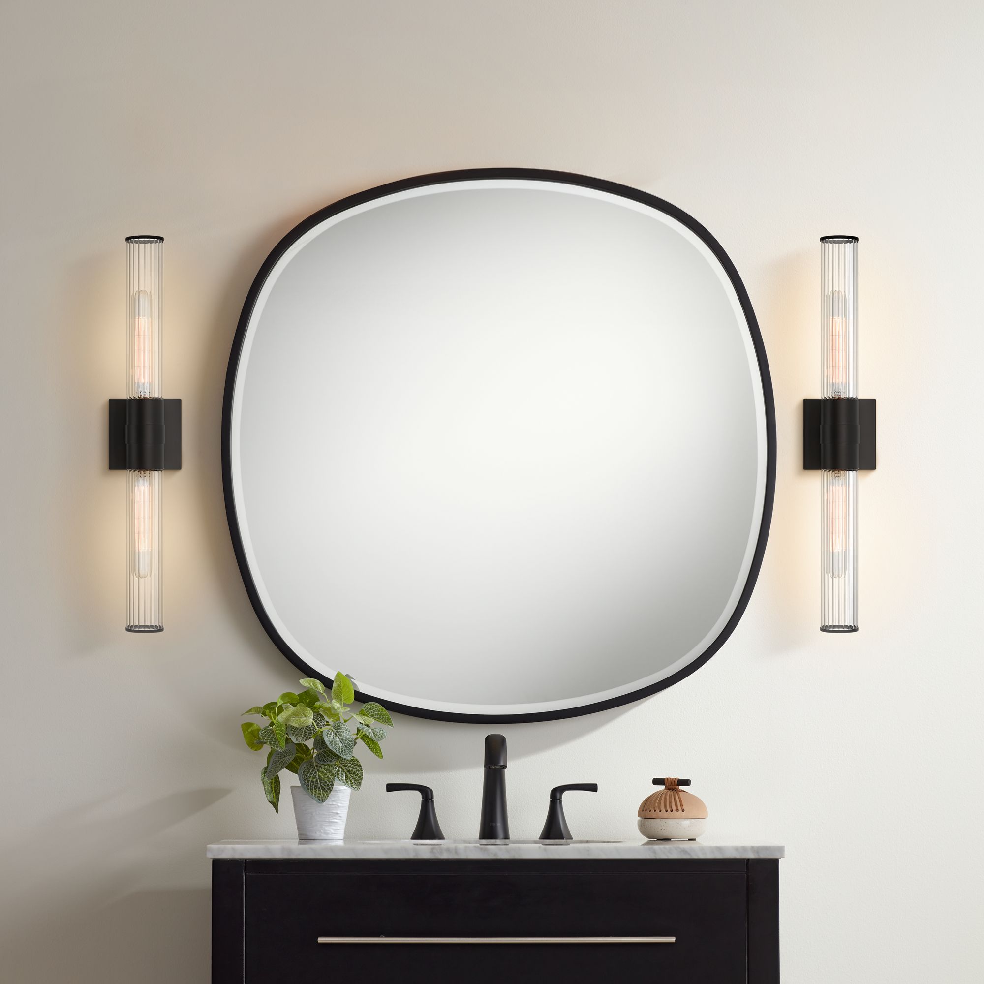 Image 1 Possini Euro Isabella 24 1/4" Wide Black 2-Light Bath Light Set of 2 in scene