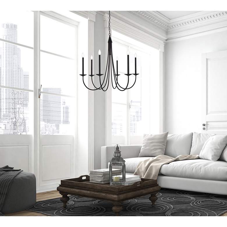 Image 1 Cohen 36 1/2" Wide Black 6-Light Chandelier in scene