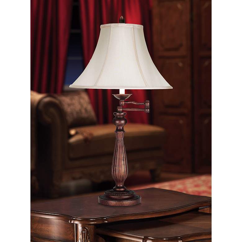 Image 1 Cal Lighting Regency 30" High Candlestick Base Swing Arm Table Lamp in scene