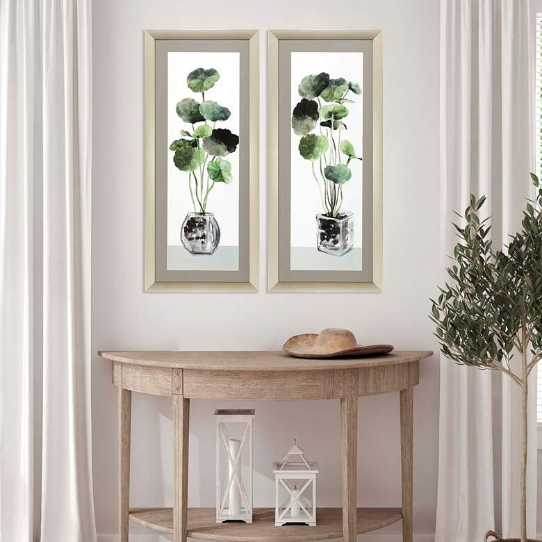 Image 1 Simple Glass 43" High 2-Piece Giclee Framed Wall Art Set in scene