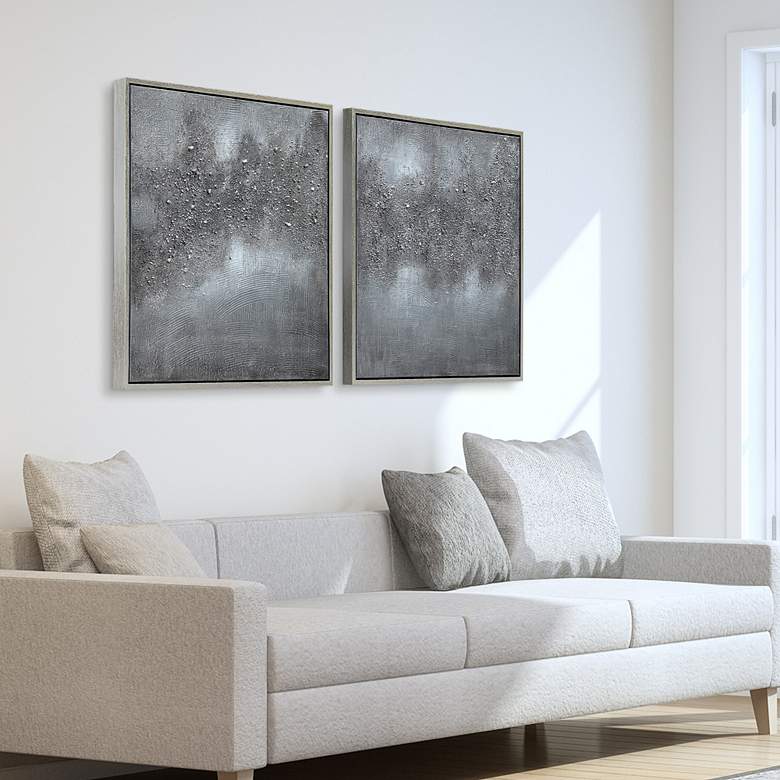 Image 1 Fog 72" Wide Metallic 2-Piece Framed Canvas Wall Art Set in scene