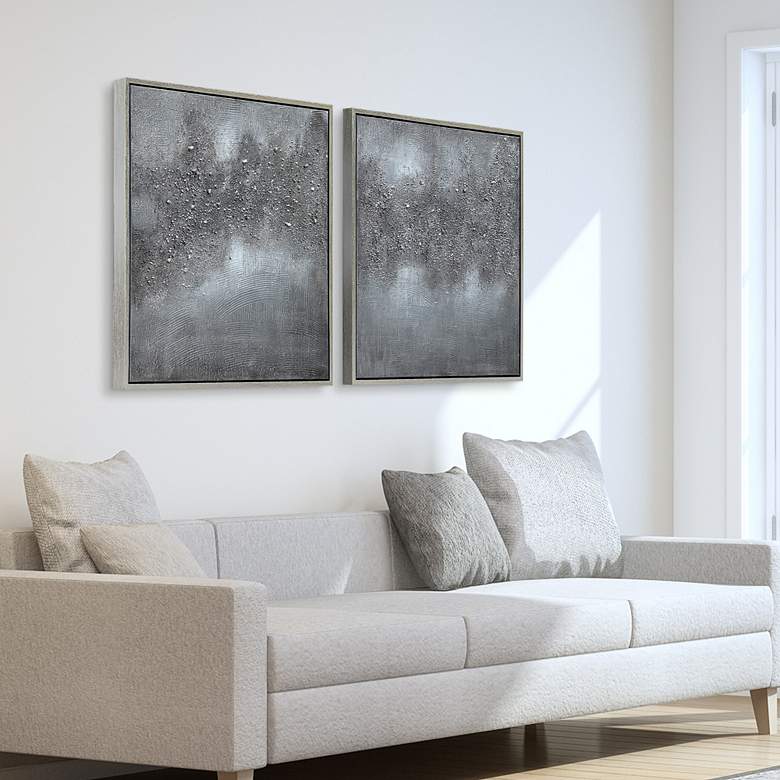 Image 1 Fog 72 inch Wide Metallic 2-Piece Framed Canvas Wall Art Set in scene