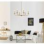 1_Elegant Lighting Cohen 36" Brass Finish Pendant Chandelier in scene