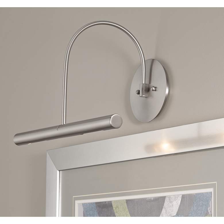 Image 1 House of Troy 14"W Direct Wire Satin Nickel Picture Light in scene