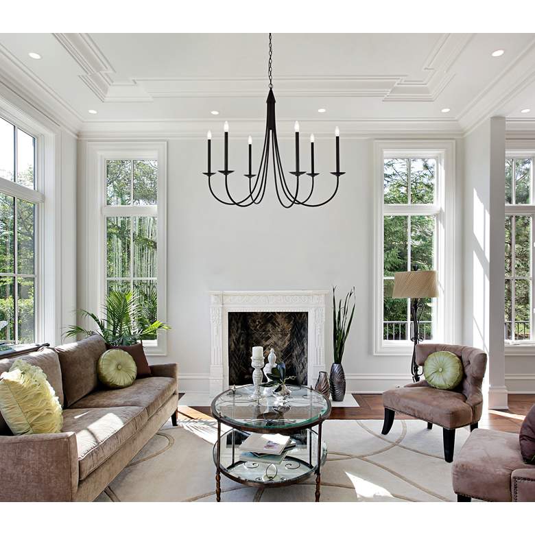 Image 1 Elegant Lighting Cohen 42" Black Finish Candelabra Arm Chandelier in scene