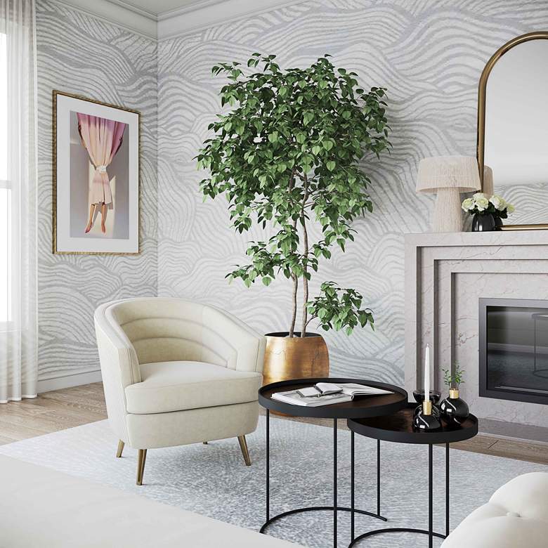 Image 1 TOV Jules 29" Wide Cream Velvet Fabric Tufted Modern Accent Chair in scene