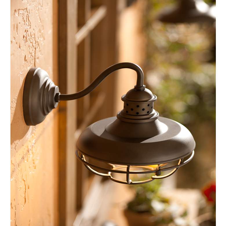 Image 1 Franklin Park 9" High Bronze Metal Cage Outdoor Wall Light in scene