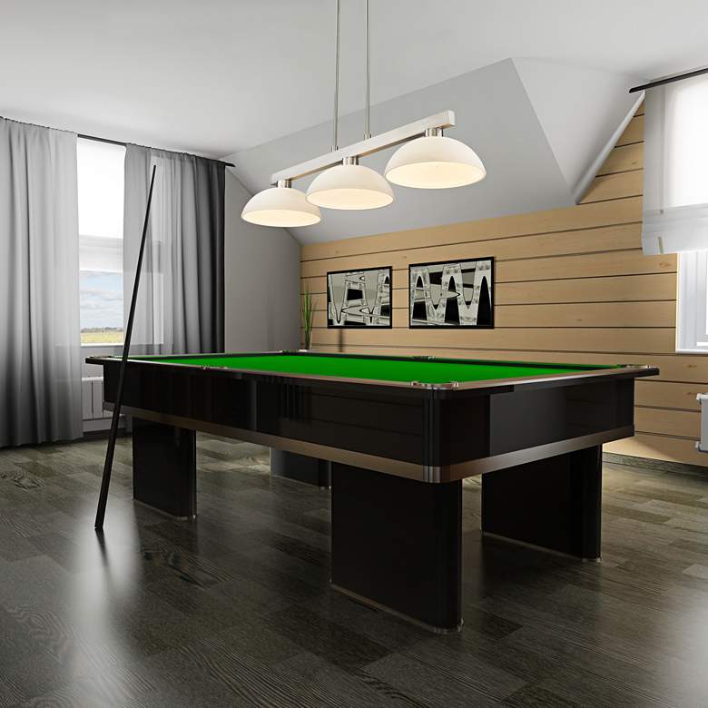 Image 1 Cobalt 46" Wide Brushed Nickel 3-Light Billiard Pendant in scene