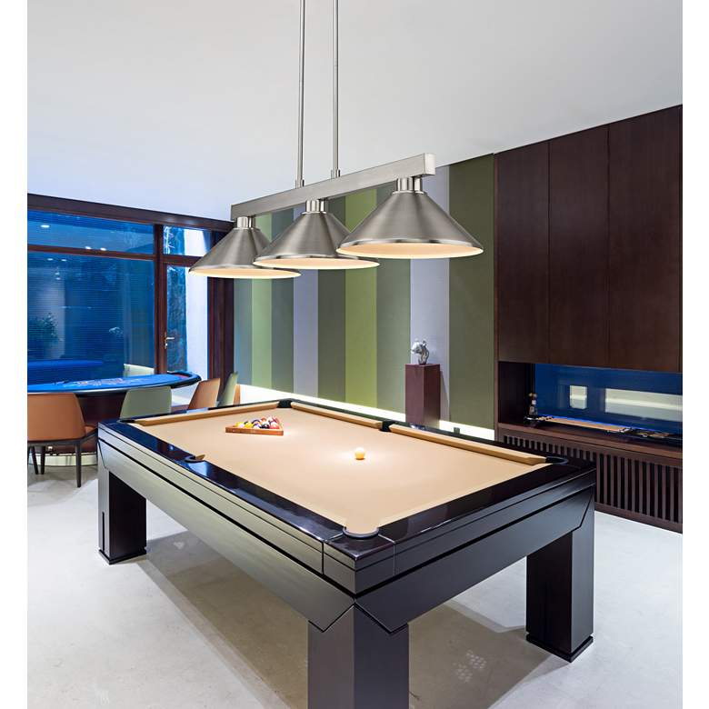 Image 1 Players 46" Wide Brushed Nickel 3-Light Billiard Chandelier in scene