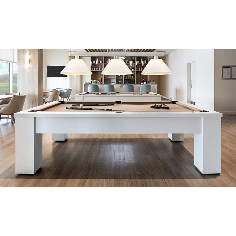 Image 1 Cobalt 46" Wide Brushed Nickel 3-Light Billiard Pendant in scene