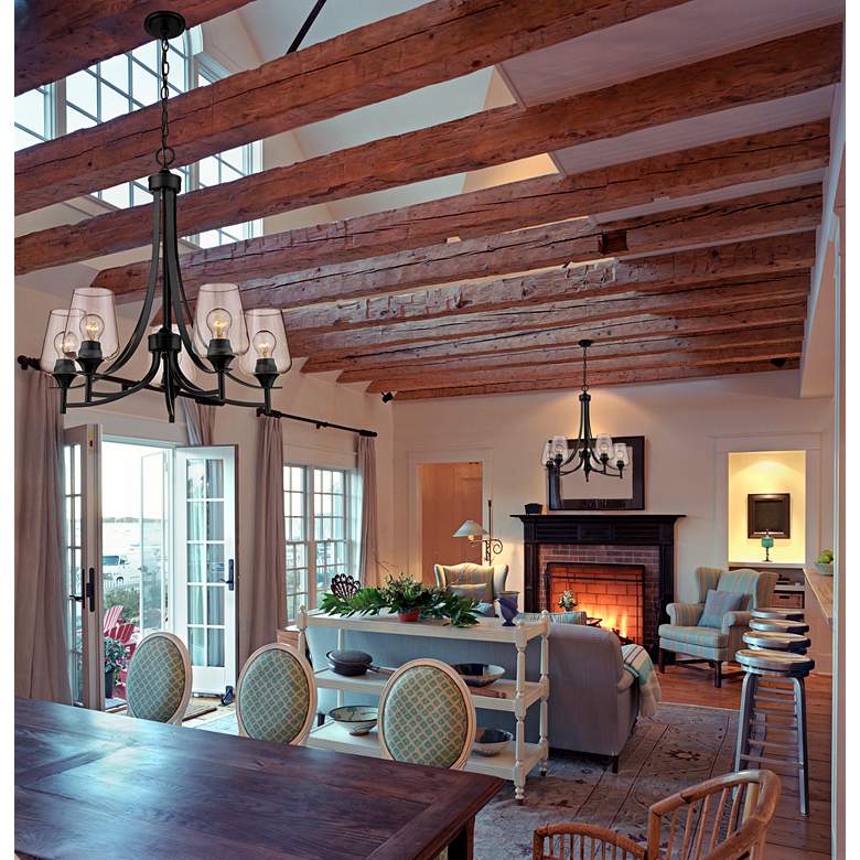 Image 1 Joliet 25" Wide Matte Black 5-Light Chandelier in scene