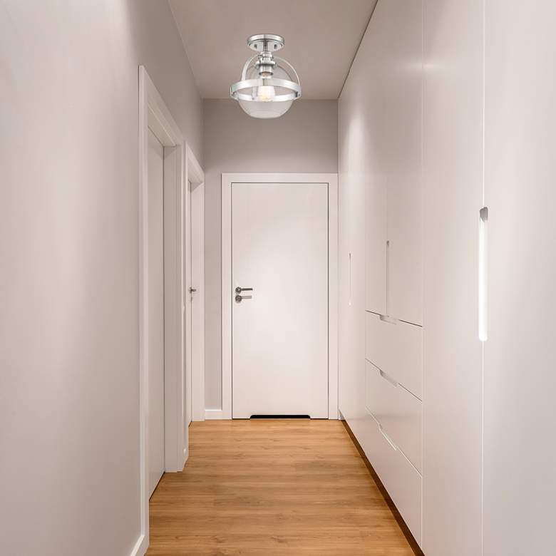 Image 1 Savoy House Essentials Pendleton 9.38" Wide Satin Nickel Ceiling Light in scene