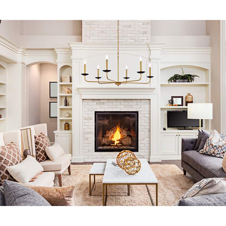 Image 1 Elegant Lighting Cohen 42" Wide Brass and Black 6-Light Chandelier in scene