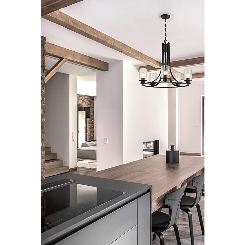 Image 1 Beckett 27" Wide Matte Black 5-Light Chandelier in scene