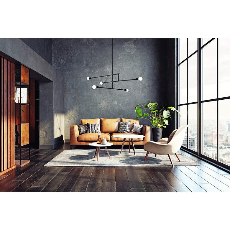 Image 1 Modernist 60 3/4" Wide Matte Black 5-Light Chandelier in scene