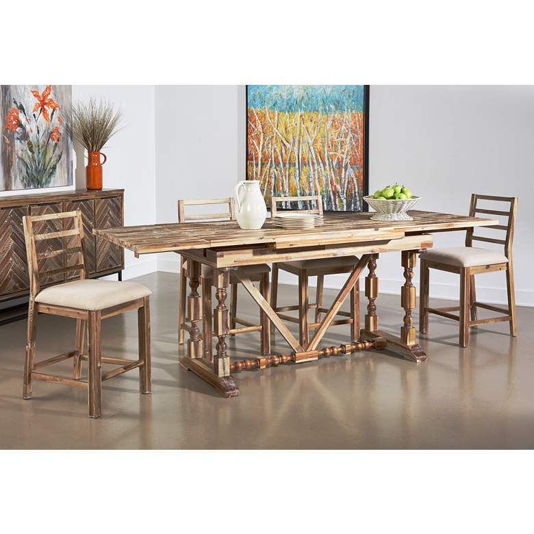 Image 1 Vail II Beige Fabric Counter Height Dining Chairs Set of 2 in scene