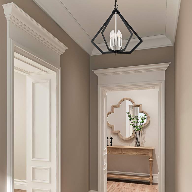 Image 1 Prism 20" Wide Black and Brushed Nickel 4-Light Chandelier in scene