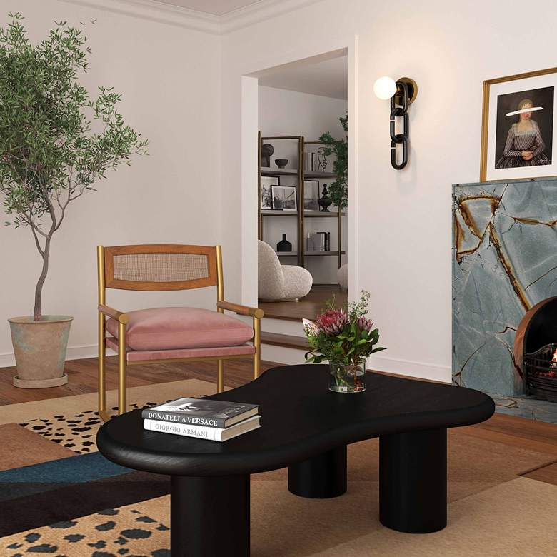 Image 1 TOV Harlow 26 3/4" Wide Gold and Mauve Velvet Accent Chair in scene