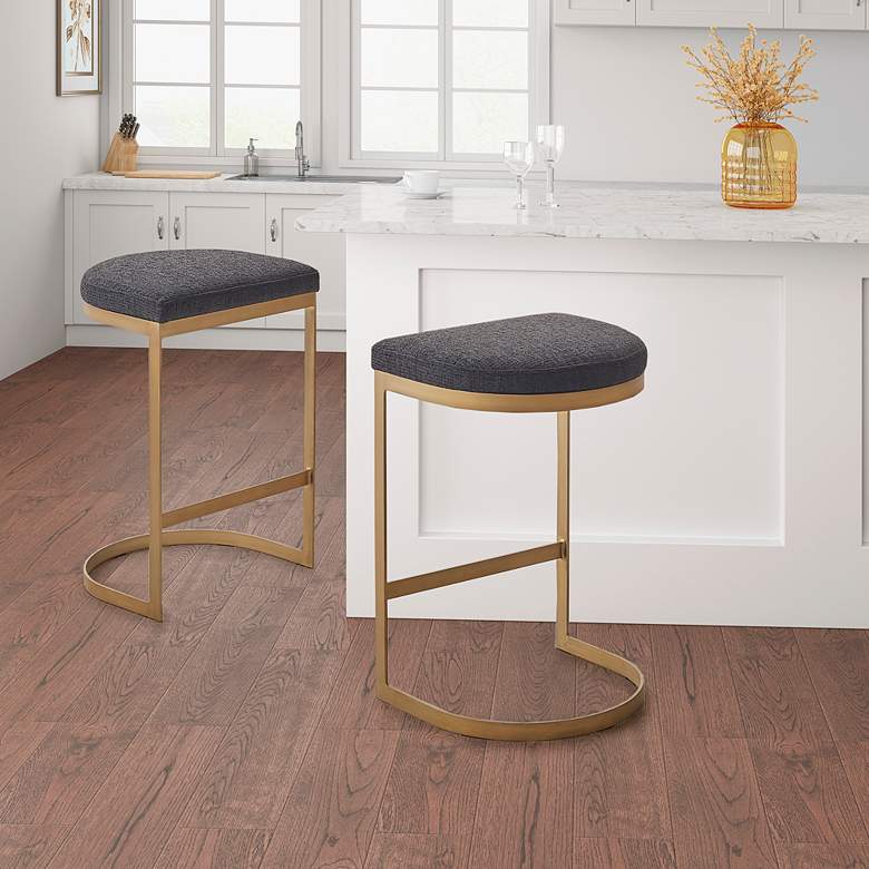 Image 1 Marc 25" Charcoal Fabric Counter Stool in scene