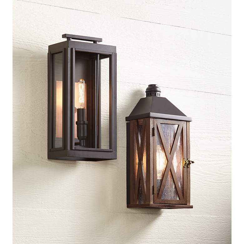 Image 1 Sutcliffe 14" High Oil Rubbed Bronze Outdoor Wall Light in scene