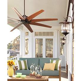 Image1 of 72" Predator English Bronze Large Outdoor Ceiling Fan with Remote in scene