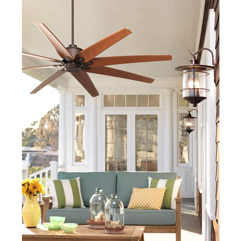 Image 1 72 inch Predator English Bronze Large Outdoor Ceiling Fan with Remote in scene
