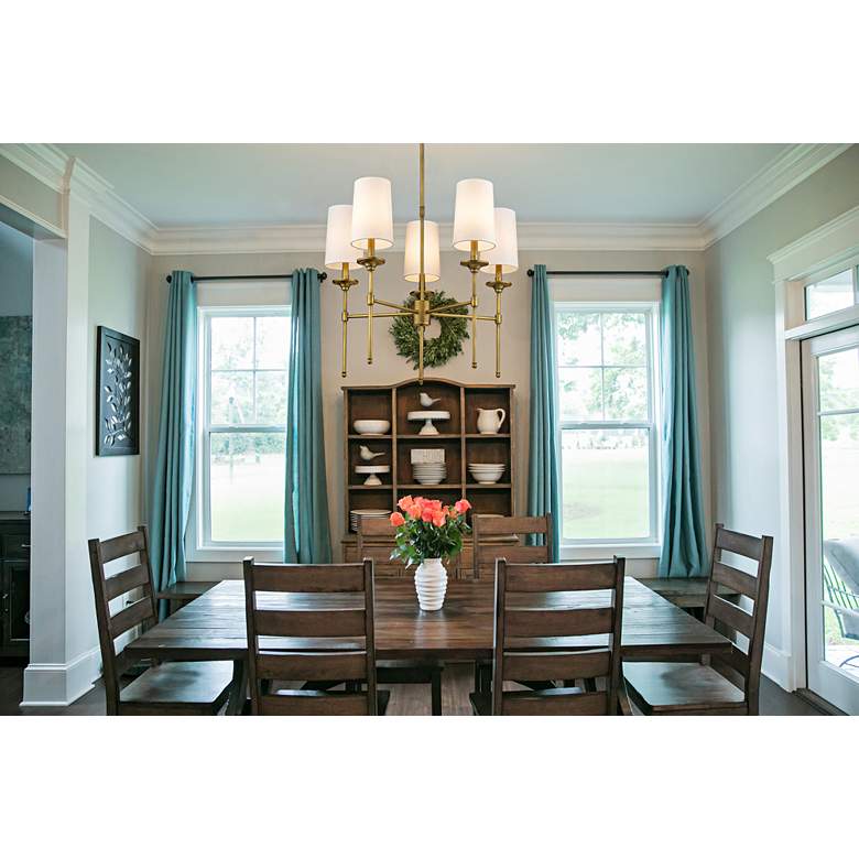 Image 1 Emily 28" Wide Rubbed Brass 5-Light Drum Chandelier in scene