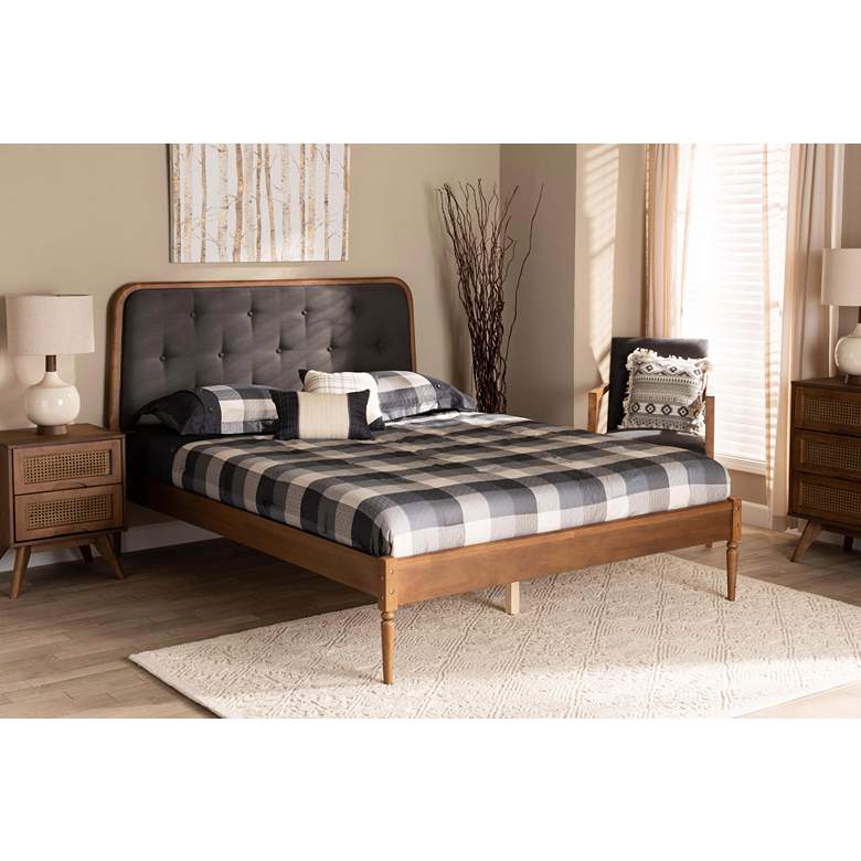Image 1 Diantha Dark Gray Walnut Brown Wood Full Size Platform Bed in scene