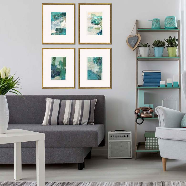Image 1 Terrene Abstract 21" High 4-Piece Giclee Framed Wall Art Set in scene