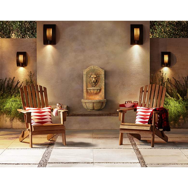 Image 1 Franklin Iron Framed Slate 16 inch Bronze and Stone Outdoor Wall Light in scene