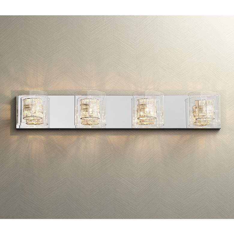 Image 1 Possini Euro Wrapped Wire 30 3/4" Wide Chrome LED Bathroom Light in scene