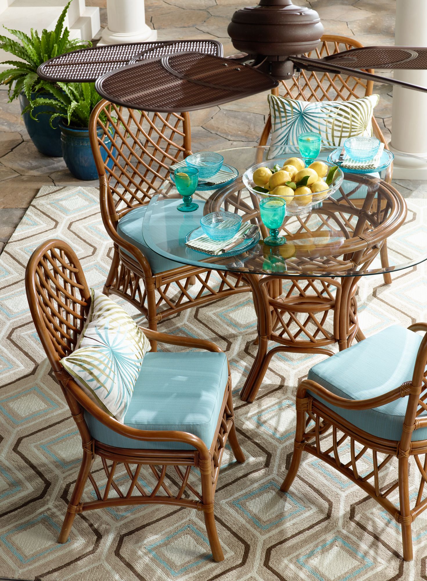 52" Casa Vieja Tropical Rattan Wet Rated Ceiling Fan with Pull Chain