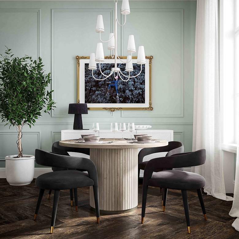 Image 1 TOV Lucia 22 1/2" Wide Black Velvet Modern Dining Chair in scene