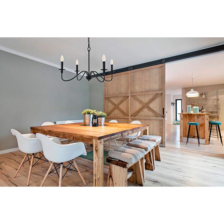 Image 1 Rohan 30" Wide Matte Black 4-Light Chandelier in scene