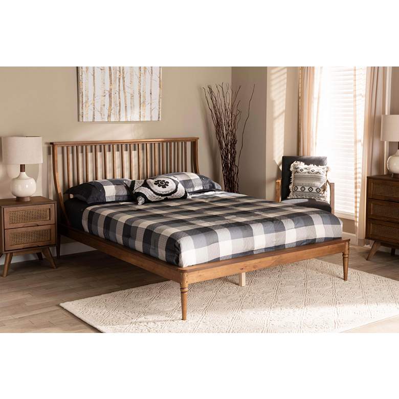 Image 1 Baxton Studio Abel Walnut Brown Wood Full Size Platform Bed in scene
