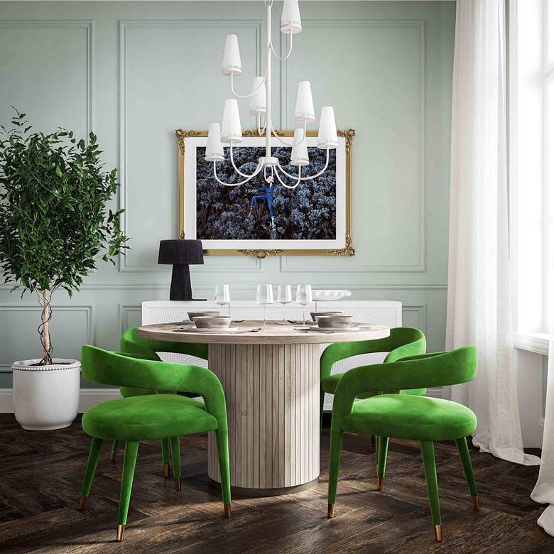 Image 1 TOV Lucia 22 1/2" Wide Green Velvet Modern Dining Chair in scene