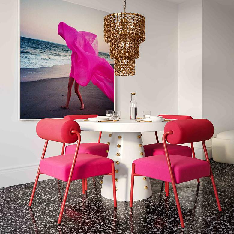 Image 1 Jolene Hot Pink Velvet Fabric Dining Chairs Set of 2 in scene