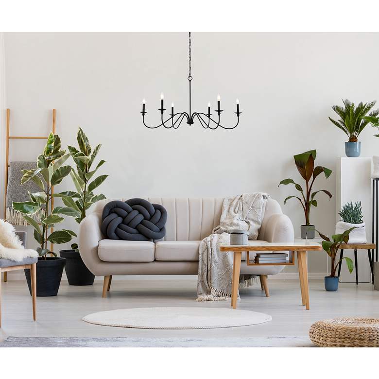 Image 1 Elegant Lighting Rohan 42" Wide Matte Black 6-Light Chandelier in scene