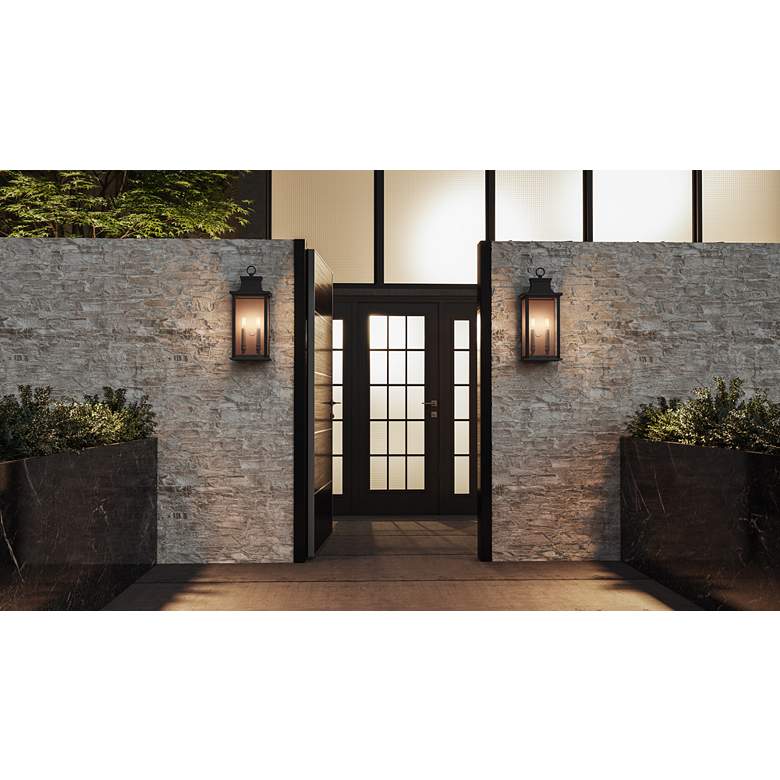 Image 1 Quoizel Abernathy 19 1/2" High Old Bronze Outdoor Lantern Wall Light in scene