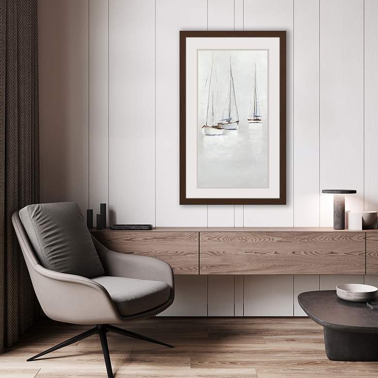 Image 1 Fog in Harbor II 45" High Rectangular Giclee Framed Wall Art in scene