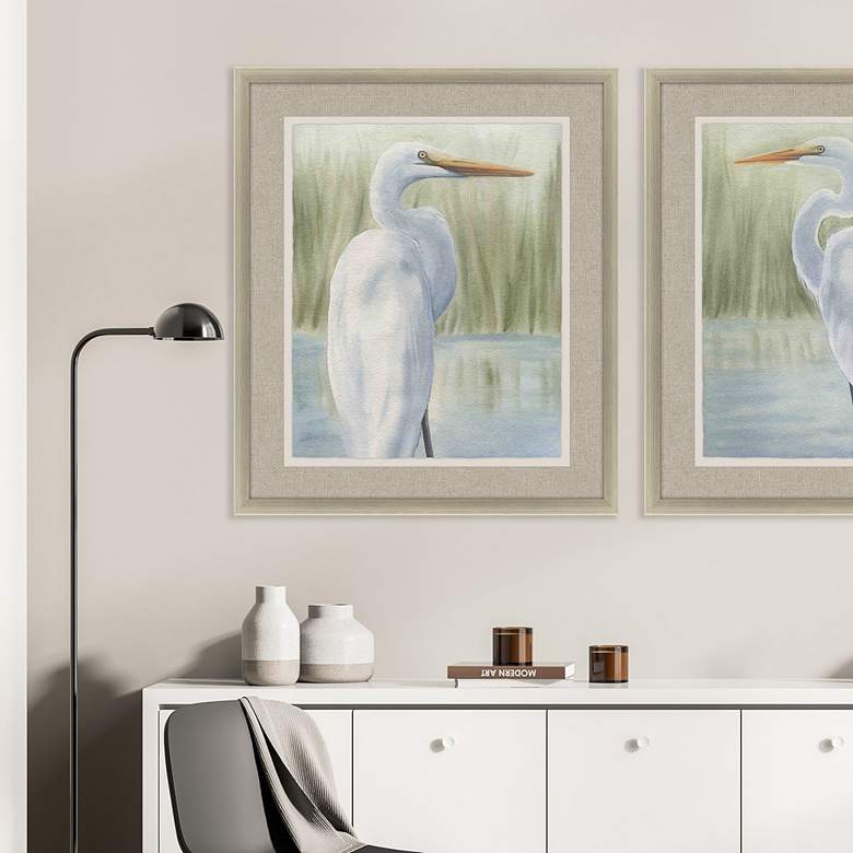 Image 1 Dreams of Egret I 41 inch High Giclee Framed Wall Art in scene