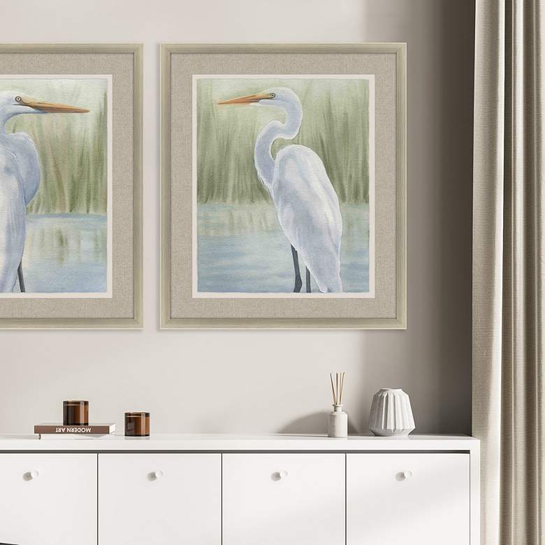 Image 1 Dreams of Egret II 41" High Giclee Framed Wall Art in scene