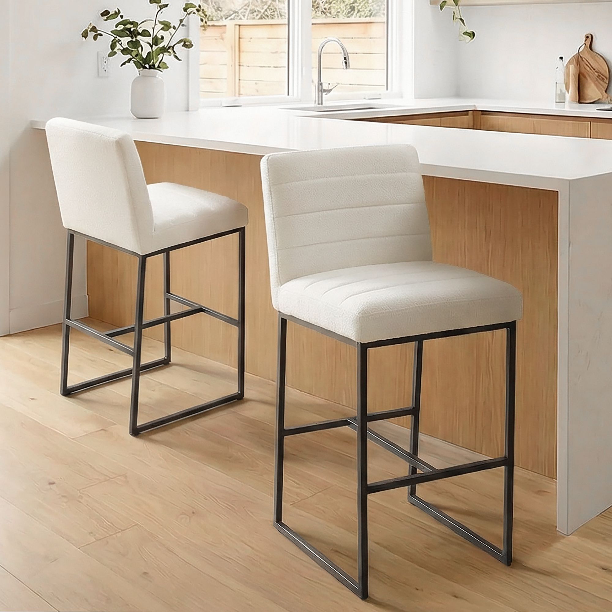 Image 1 Chastain Off-White 30" Seat Height Upholstered Barstool Set of 2 in scene