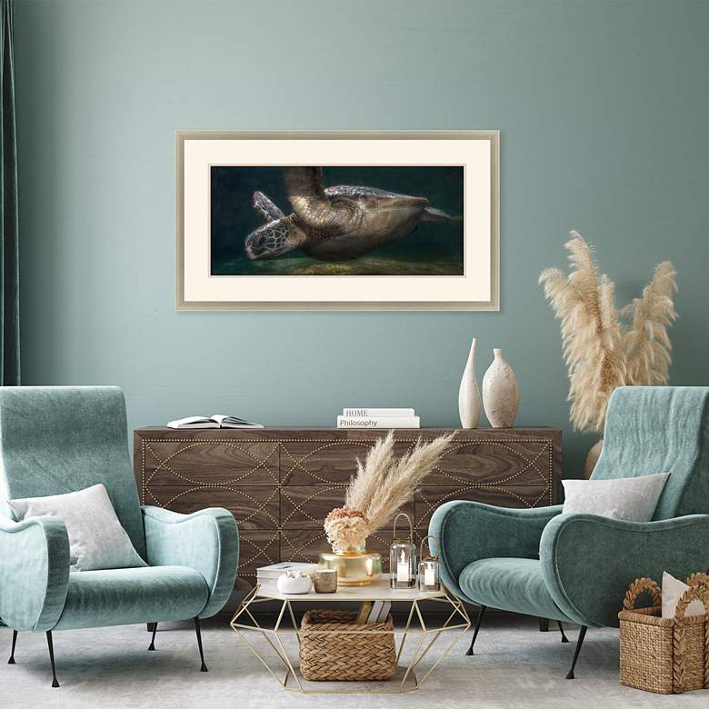 Image 1 Sea Turtle 51 inch Wide Rectangular Giclee Framed Wall Art in scene