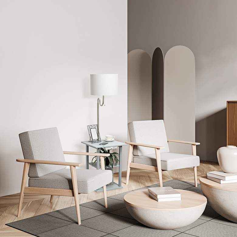 Image 1 Simple Designs 57" Gray End Table Floor Lamp with USB and Outlet in scene