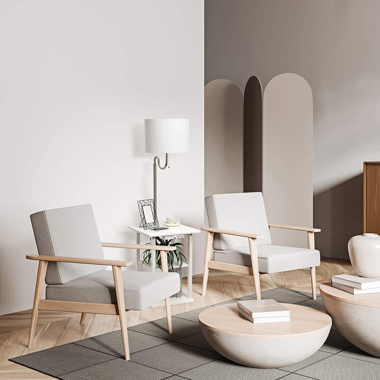Image 1 Simple Designs 57" White End Table Floor Lamp with USB and Outlet in scene