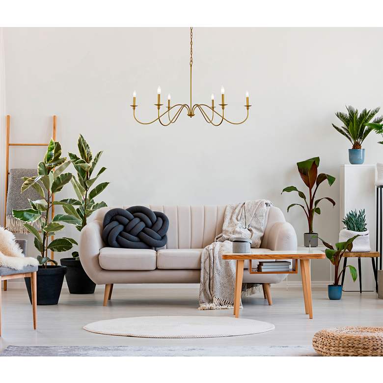 Image 1 Rohan 48" Wide Brass 6-Light Chandelier in scene